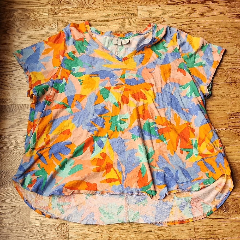 (3X) Joie Multicolor Floral Tee Comfy Sustainable Breathable Vacation Light